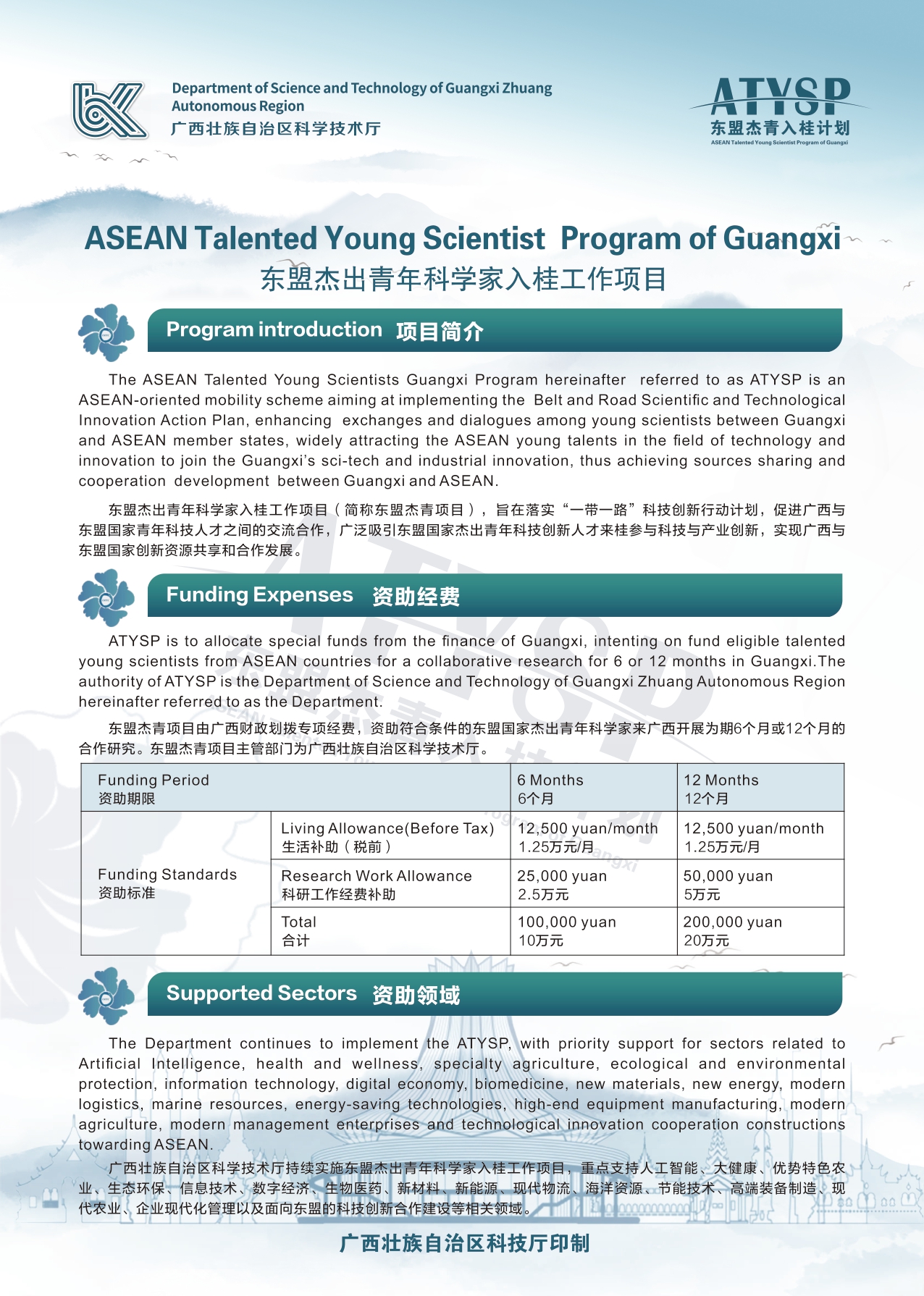 ASEAN Talented Young Scientist Program of Guangxi （东盟杰出青年科学家来华入桂工作项目）